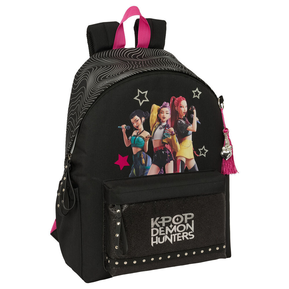 Mochila negra SAFTA Kpop Demon Hunters con guerreras K-pop