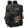 Mochila negra Kpop Demon Hunters SAFTA con compartimentos y zapatillero