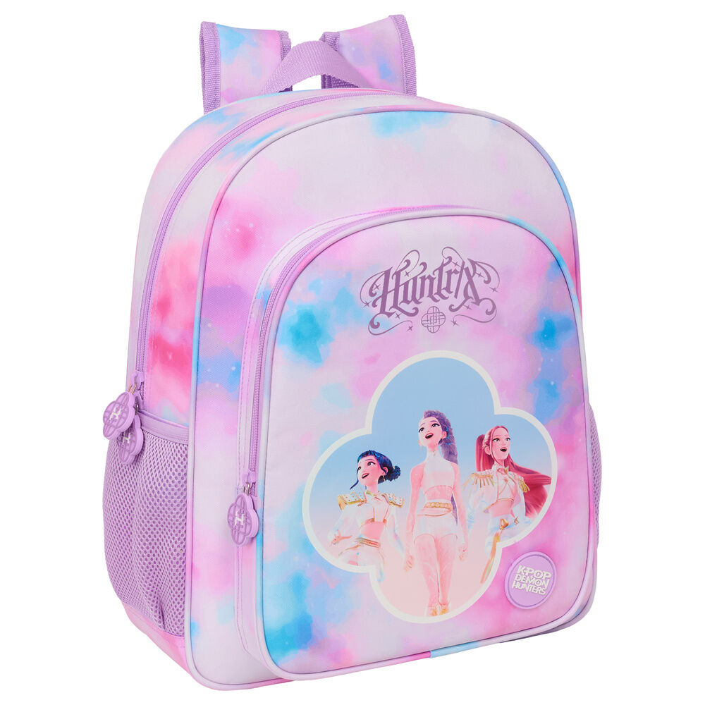 Mochila SAFTA Kpop Demon Hunters rosa y azul con tres guerreras
