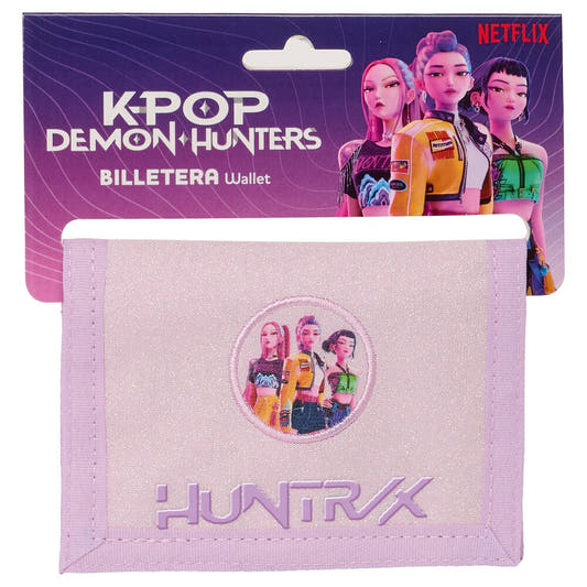 Billetera lila SAFTA KPop Demon Hunters con ilustración de las guerreras