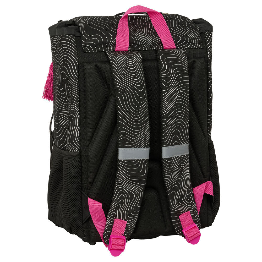 Mochila negra SAFTA Kpop Demon Hunters con detalles rosas - 2