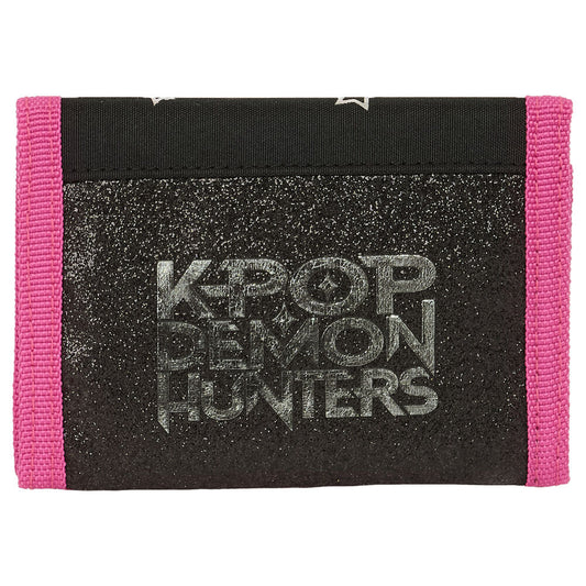 Billetera SAFTA Kpop Demon Hunters rosa y negra con ilustración de guerreras K-pop - 2
