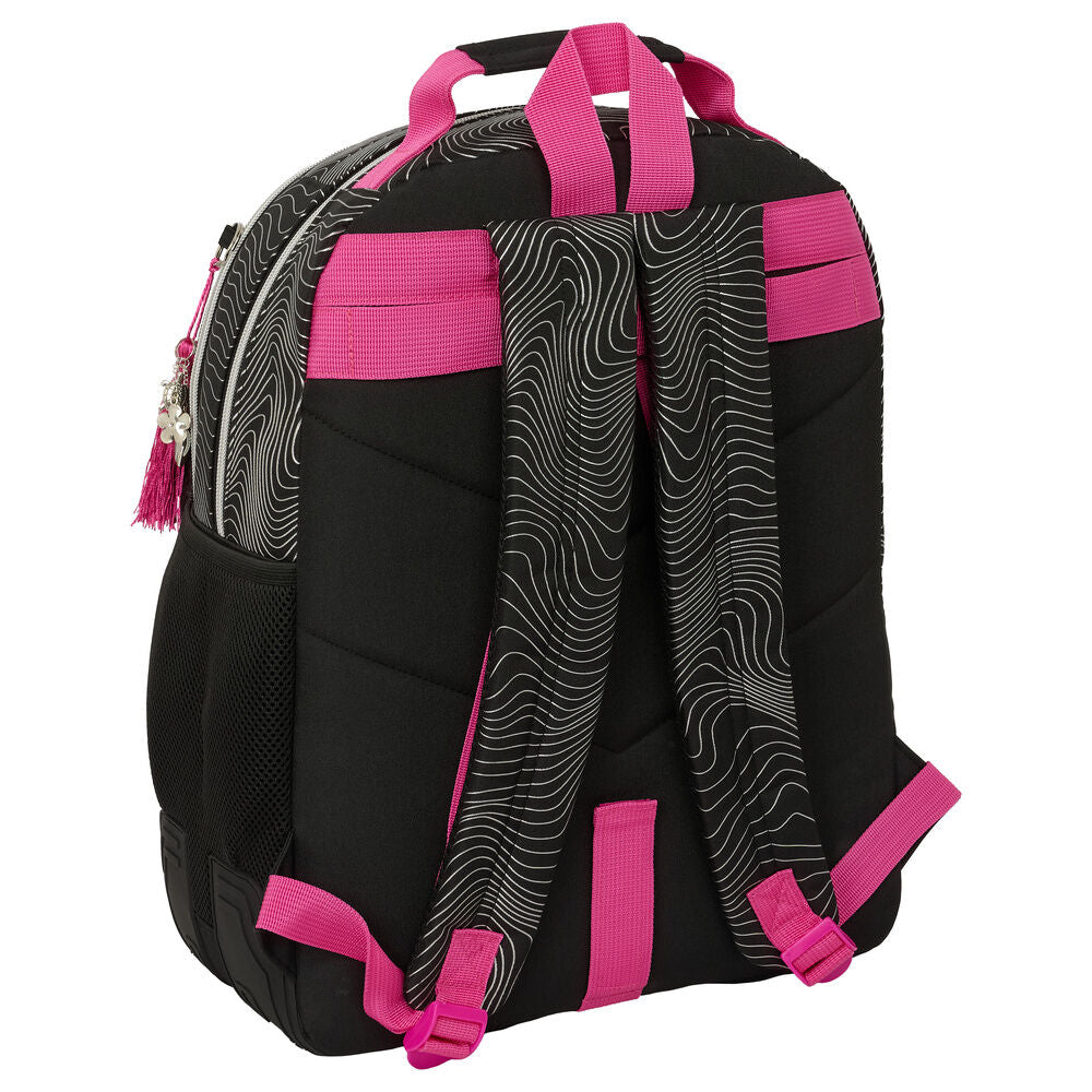 Mochila SAFTA Kpop Demon Hunters negra con detalles rosas - 2