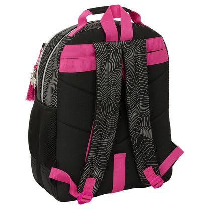 Mochila SAFTA Kpop Demon Hunters negra con detalles rosas - 2
