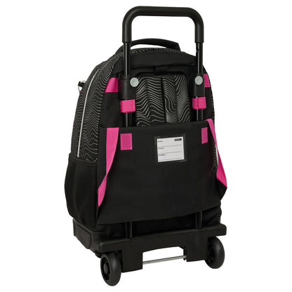Mochila trolley SAFTA Kpop Demon Hunters negra con ruedas y detalles rosa - 2