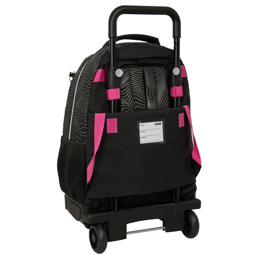 Mochila trolley SAFTA Kpop Demon Hunters negra con ruedas y detalles rosa - 2