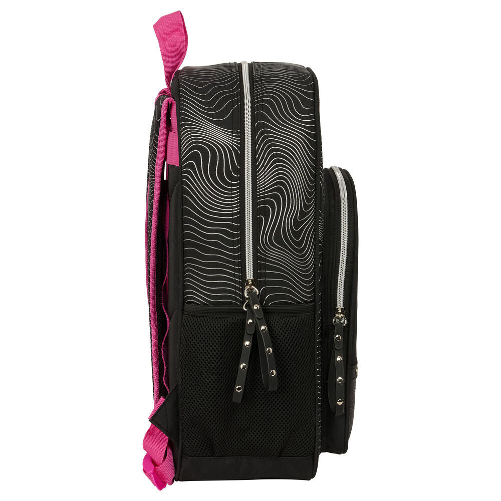 Mochila SAFTA Kpop Demon Hunters negra con estampado de guerreras - 3