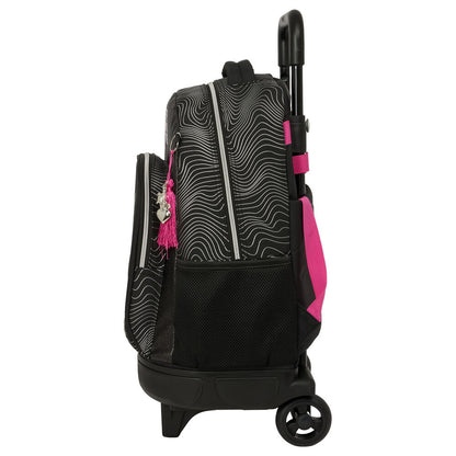 Mochila trolley SAFTA Kpop Demon Hunters negra con ruedas y detalles rosa - 3