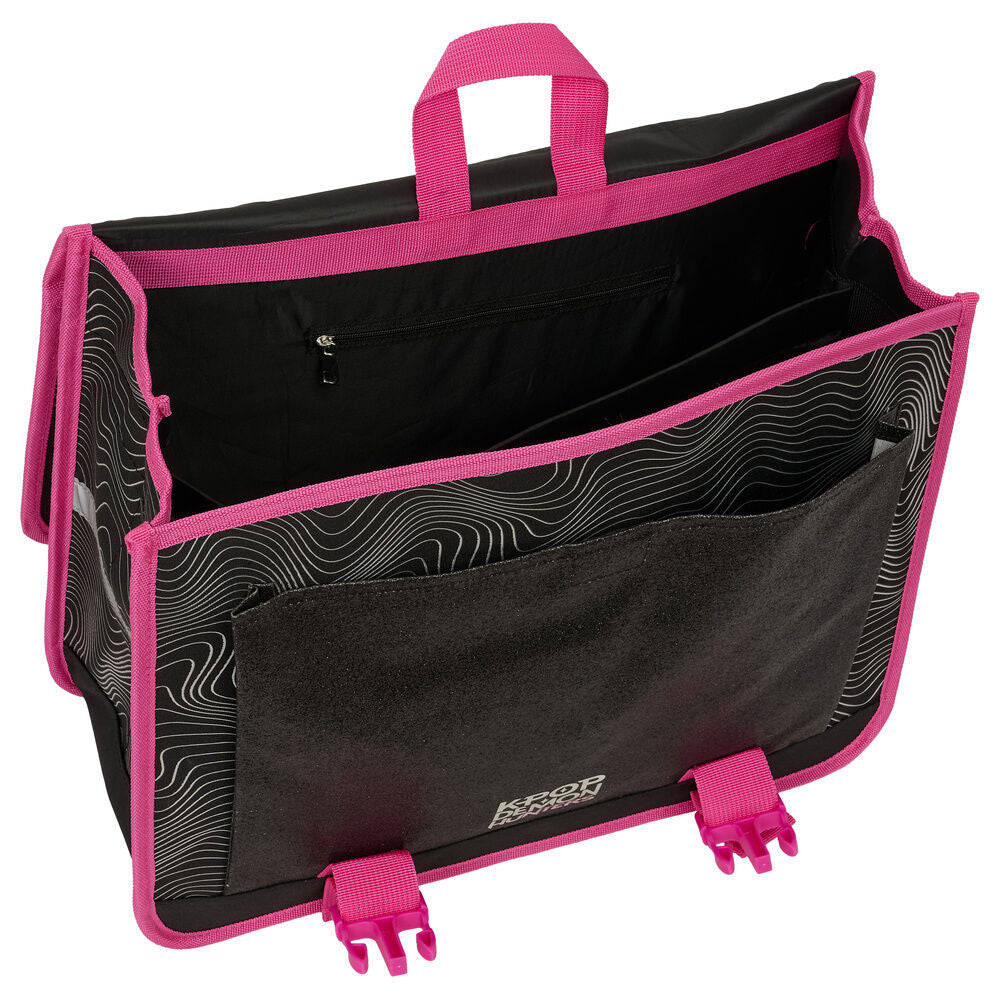 Mochila cartera SAFTA Kpop Demon Hunters negra y rosa de 40 cm - 4