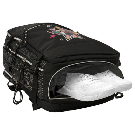 Mochila negra Kpop Demon Hunters SAFTA con compartimentos y zapatillero - 5