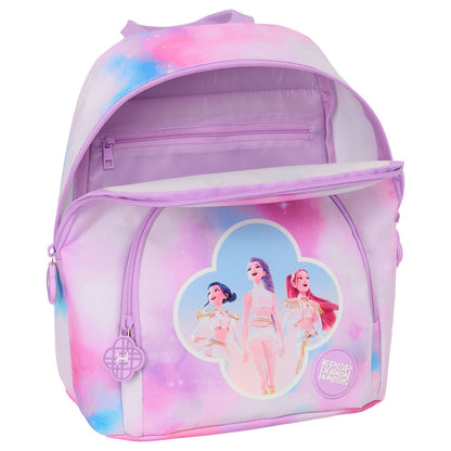 Mochila SAFTA Kpop Demon Hunters rosa y lila con tres guerreras - 4