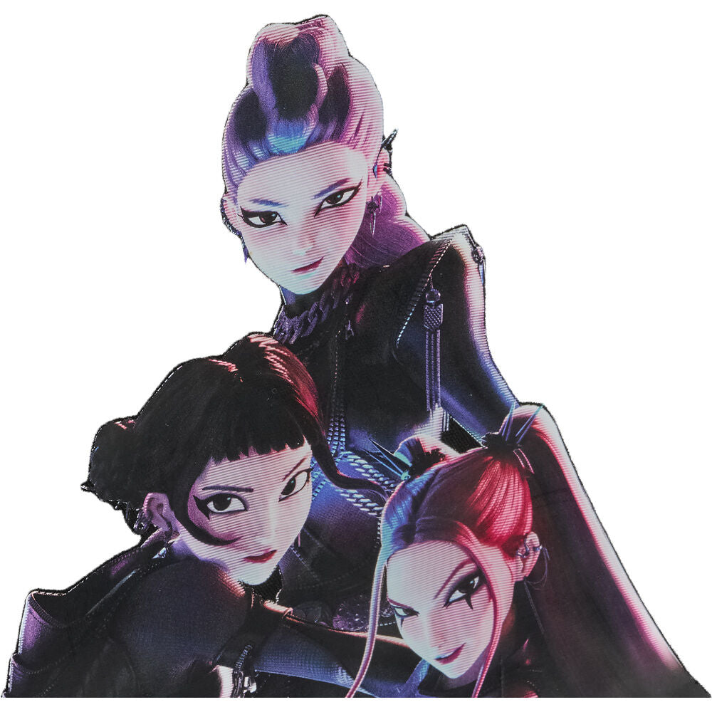 Bolsa tote negra de Kpop Demon Hunters con ilustración de las guerreras - 3