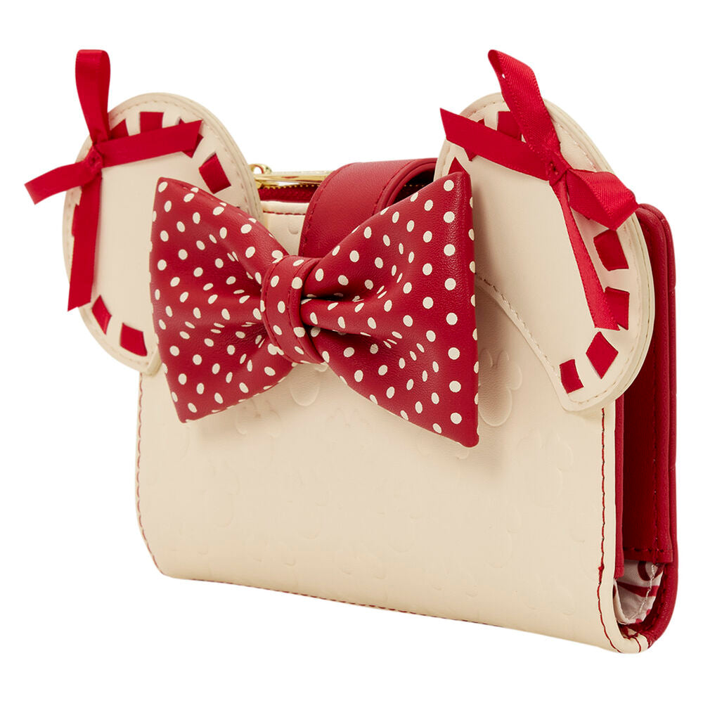 Cartera Minnie Mouse Loungefly crema y roja con lazo 3D de lunares - 2
