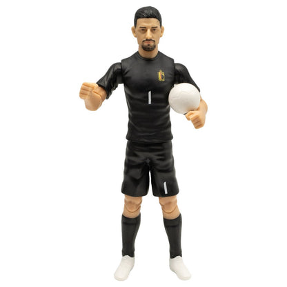 Figura articulada de Courtois con uniforme negro de Bélgica y balón