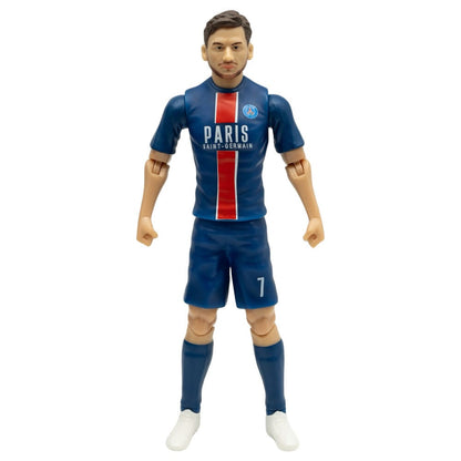 Figura articulada de Kvaratskhelia con uniforme azul y rojo del PSG