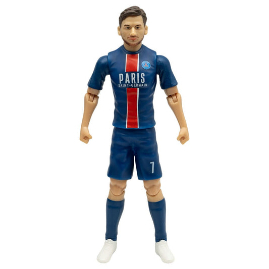 Figura articulada de Kvaratskhelia con uniforme azul y rojo del PSG