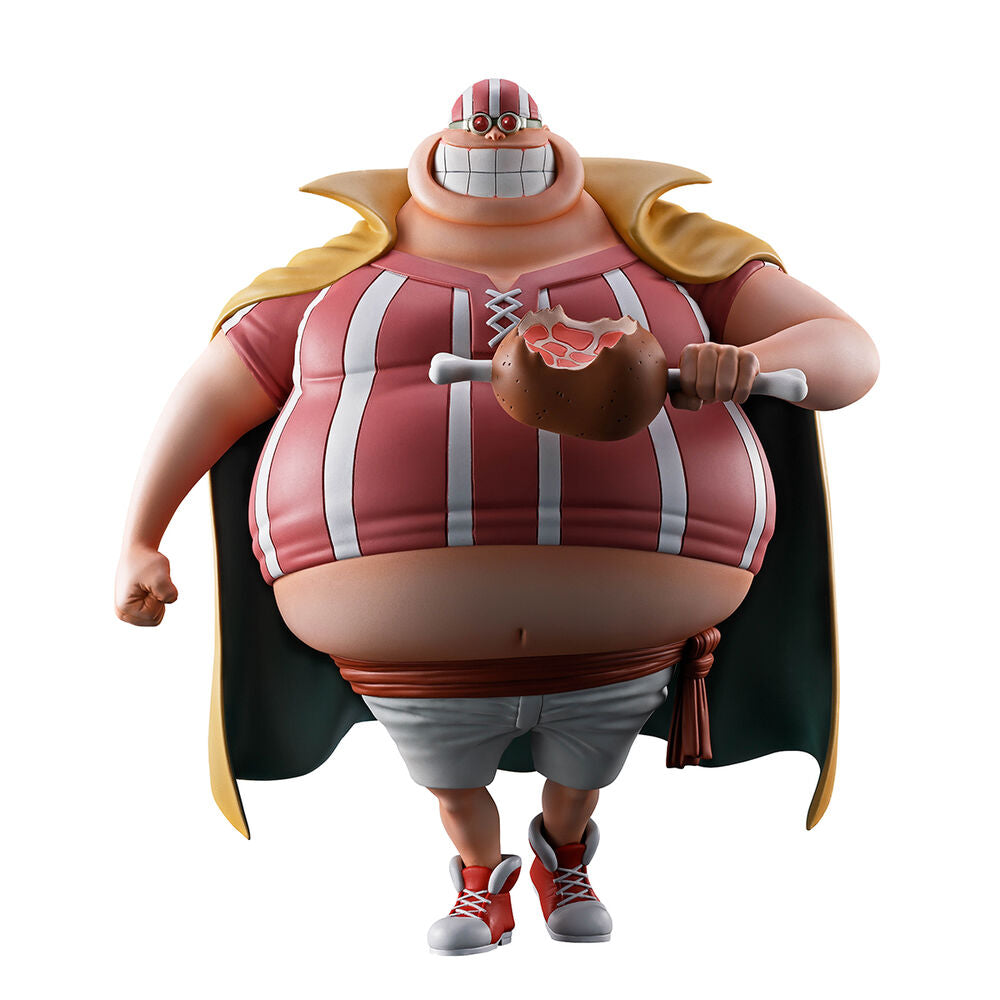 Figura Ichibansho de Lucky Roux de One Piece con capa y atuendo a rayas
