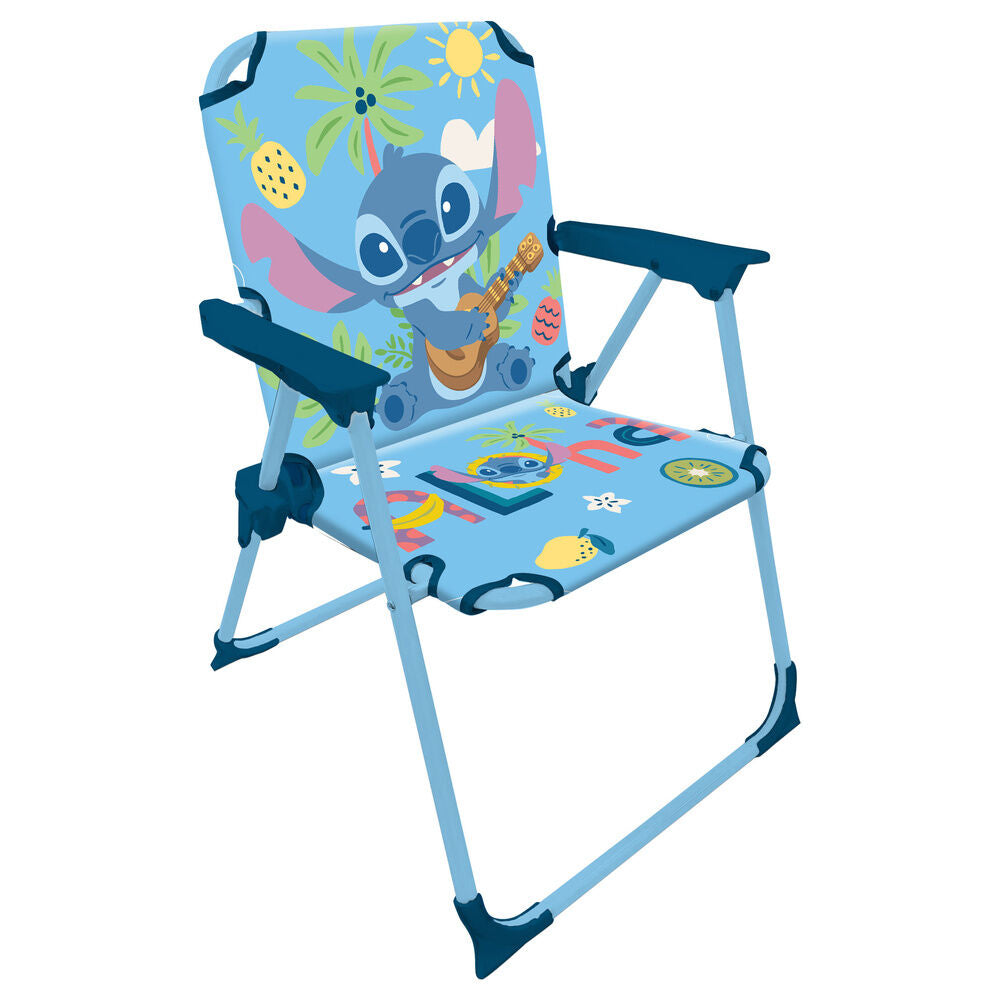 Silla plegable azul de Disney con diseño de Stitch