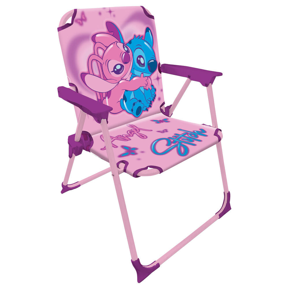 Silla plegable Disney Lilo & Stitch rosa con Stitch y Angel