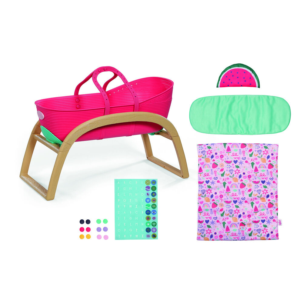 Moisés cuna BABY born rosa con base elevada y textiles estampados