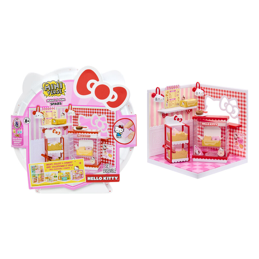 Playset MGA Miniverse Make It Mini Spaces Hello Kitty en escena rosa en miniatura