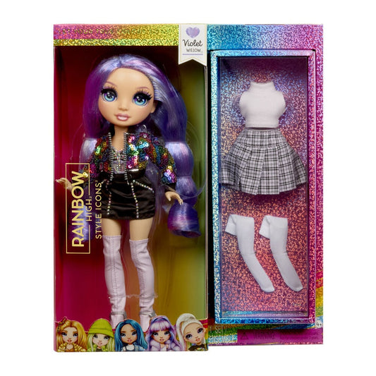Muñeca Violet Willow Rainbow High con segundo conjunto de ropa