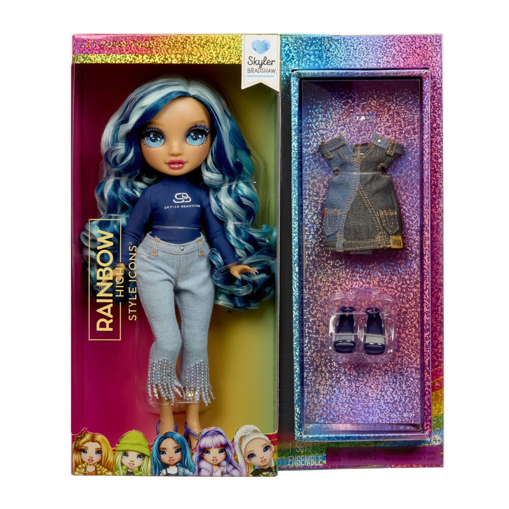 Muñeca Skyler Rainbow High con vestido adicional y zapatos