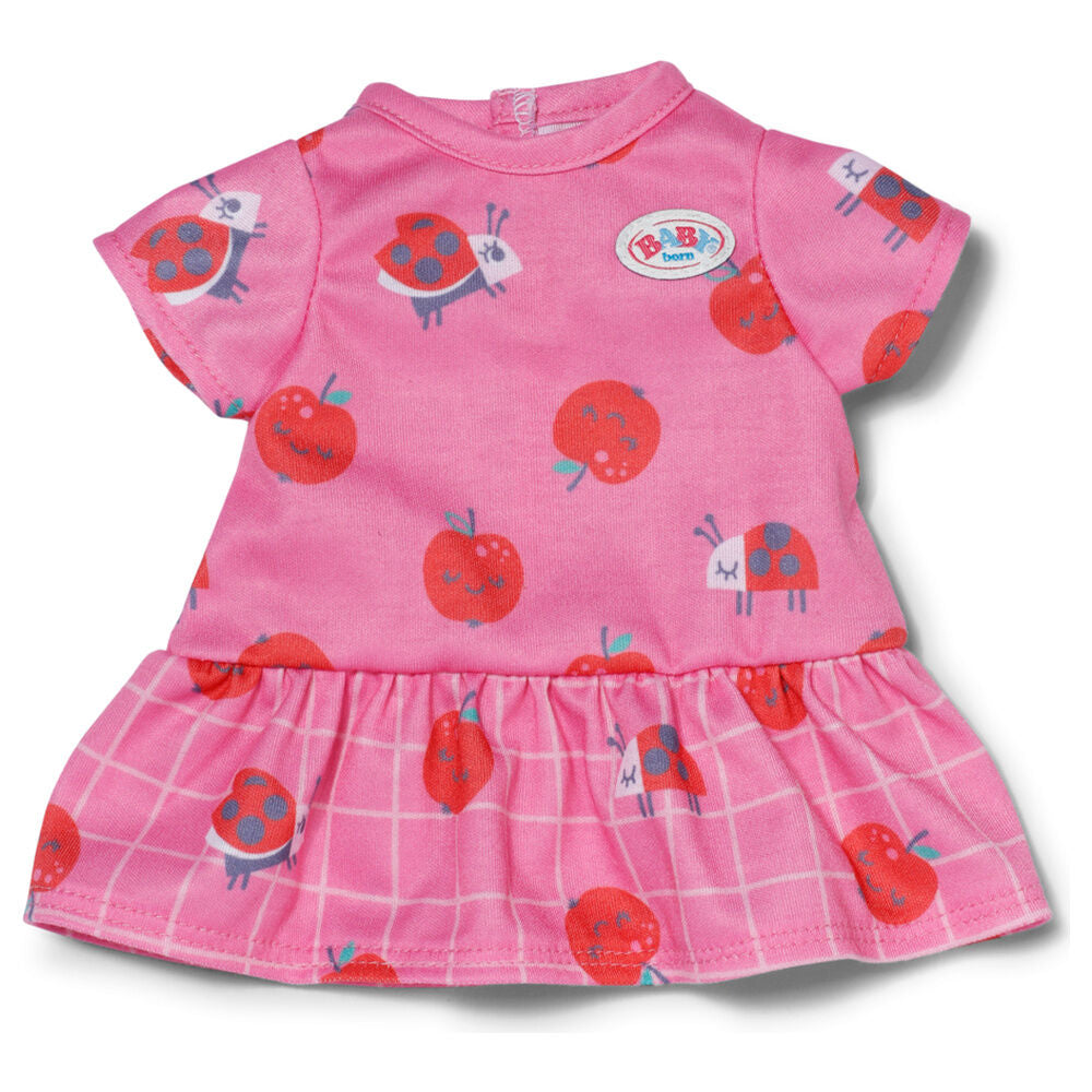 Vestido rosa Baby Born con estampado de manzanas y mariquitas - 2