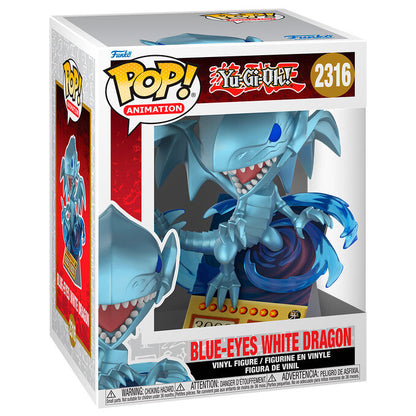 Figura POP Premium Blue-Eyes White Dragon de Yu-Gi-Oh! sobre base azul - 2