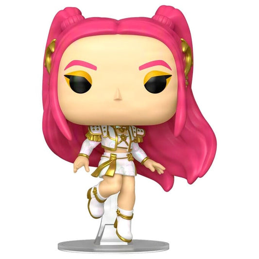 Figura Funko POP! de Mira de Kpop Demon Hunters con cabello rosa y uniforme blanco y dorado