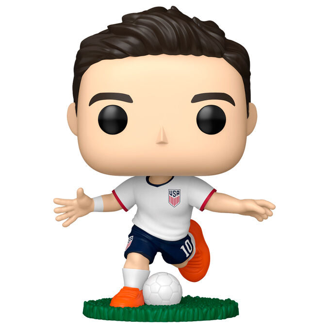 Figura Funko POP! de Christian Pulisic con uniforme de Estados Unidos y balón de fútbol