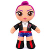 Peluche Lila de KPop Demon Hunters con chaqueta negra y botas rojas