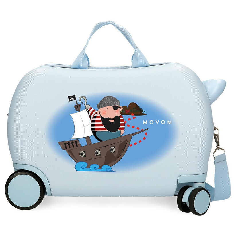Maleta trolley Movom Pirate Boat azul con ilustración de barco pirata