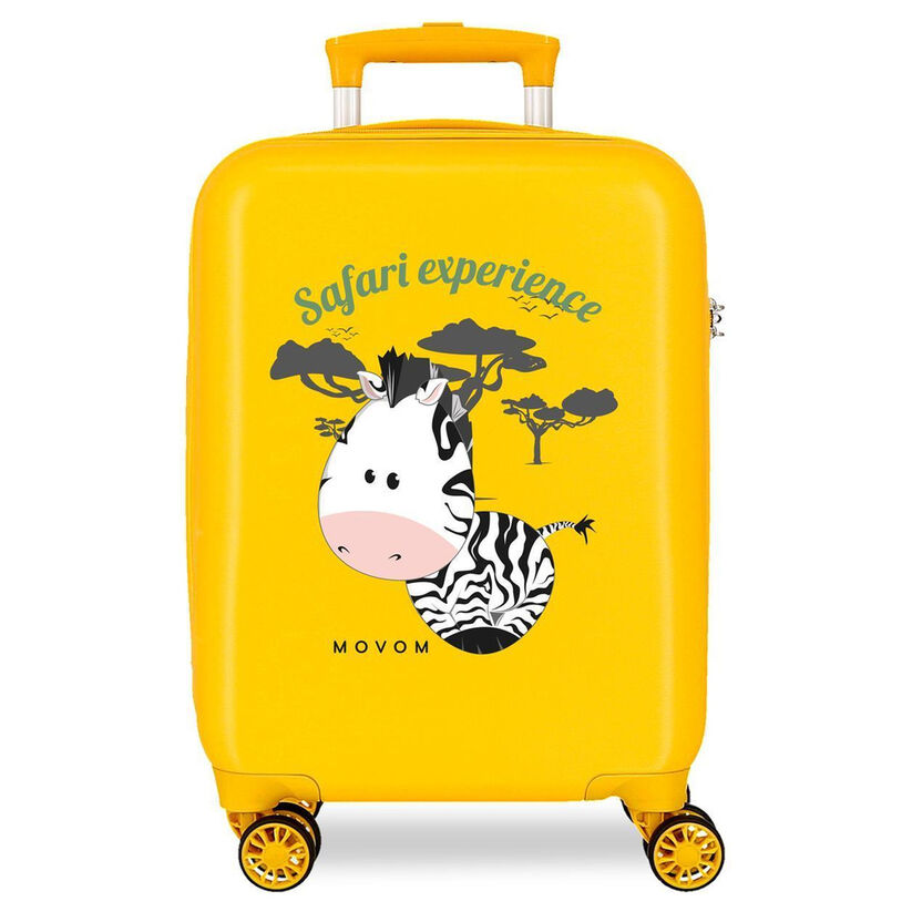 Maleta trolley amarilla Movom con diseño de cebra Safari Experience