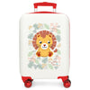 Maleta trolley blanca Happy Pets Lion con detalles rojos y ruedas dobles