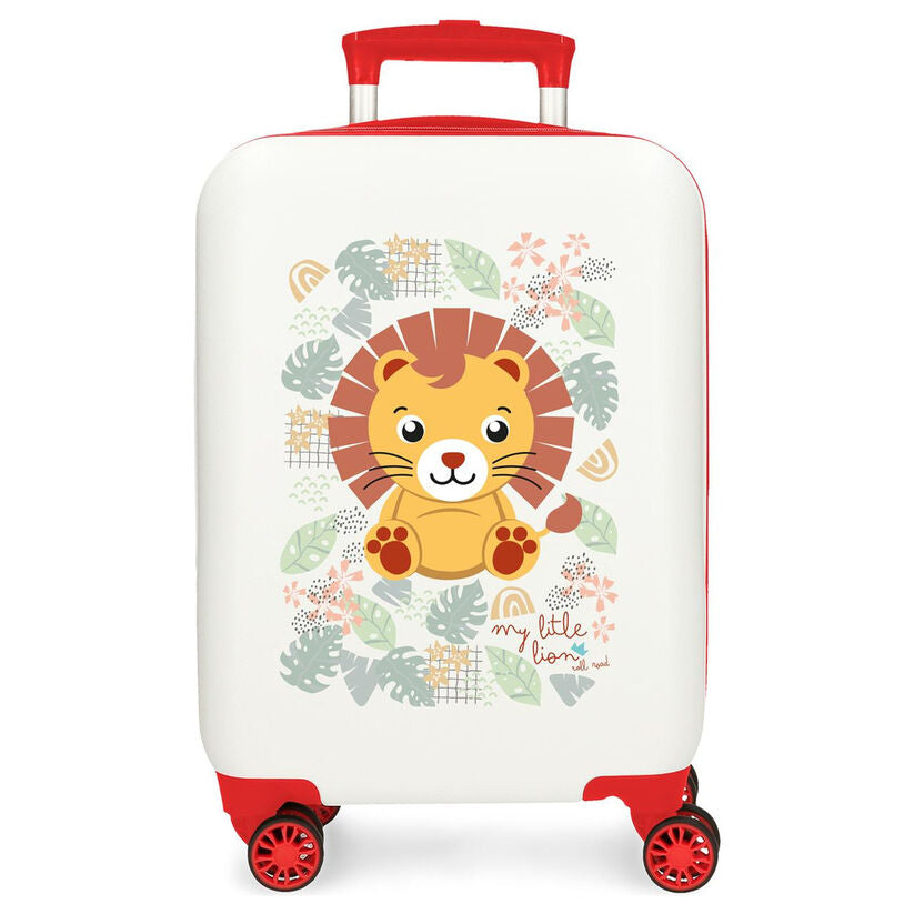 Maleta trolley blanca Happy Pets Lion con detalles rojos y ruedas dobles