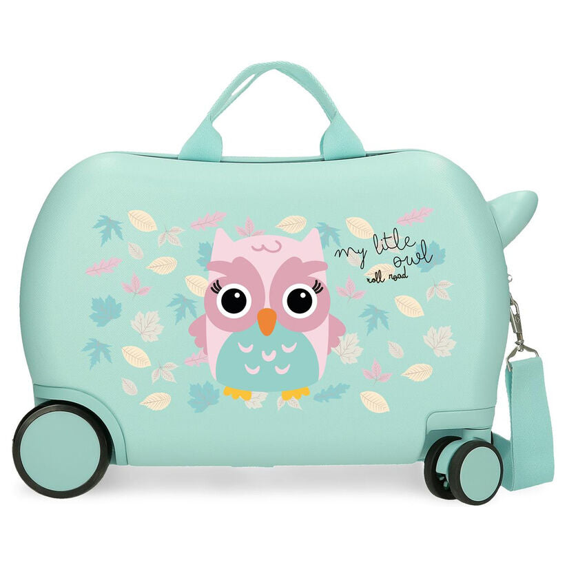Maleta trolley ABS verde menta con diseño de búho Happy Pets Owl