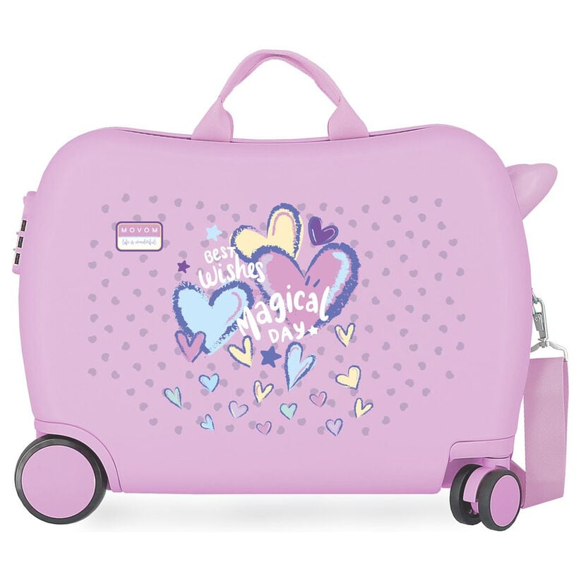 Maleta trolley Movom Best Wishes rosa con corazones