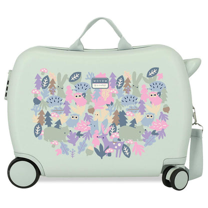 Maleta trolley Forest Movom verde con ilustración de bosque