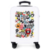 Maleta trolley ABS Monsters Movom blanca con estampado de monstruos