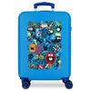 Maleta trolley azul Movom Monsters de 55 cm con estampado de monstruos