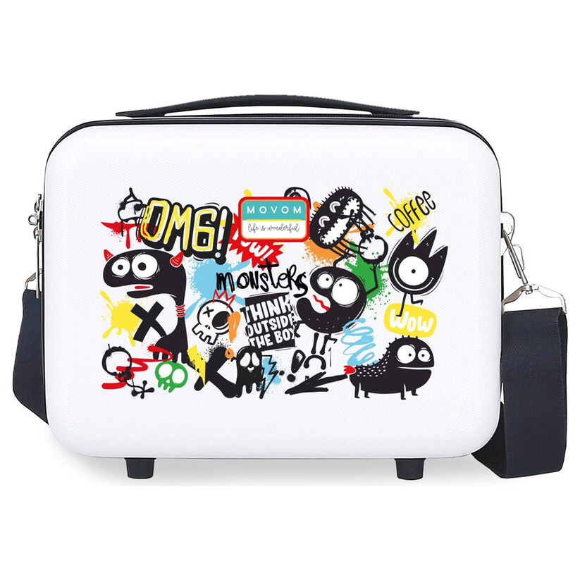 Neceser ABS Monsters Movom blanco con asa y bandolera