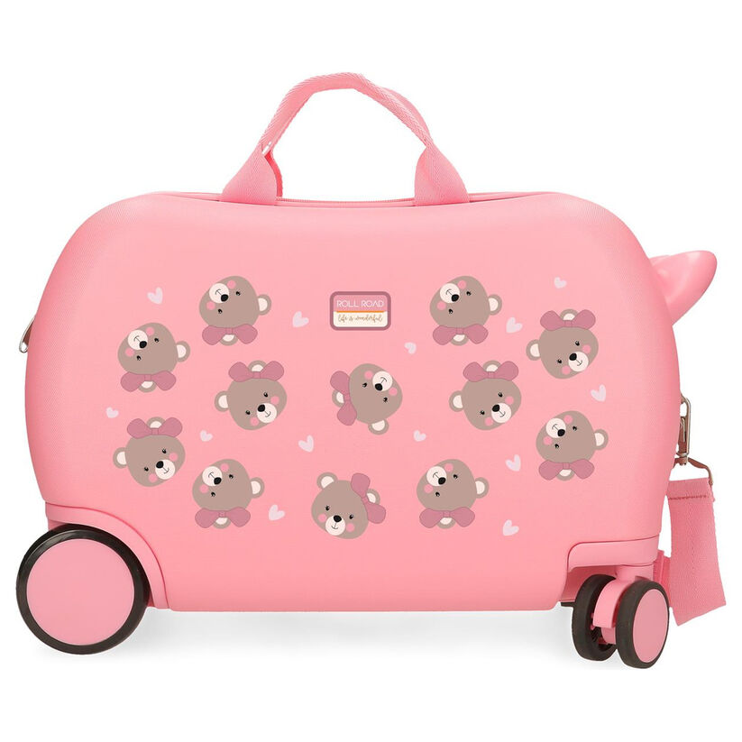 Maleta trolley rosa Baby Pets Bear de Roll Road con estampado de ositos