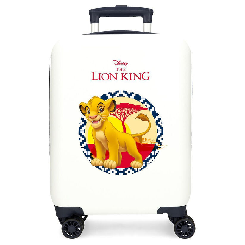 Maleta trolley blanca de El Rey León Disney con Simba y cuatro ruedas