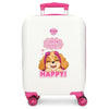Maleta trolley blanca y rosa de Skye Paw Patrol con cuatro ruedas dobles