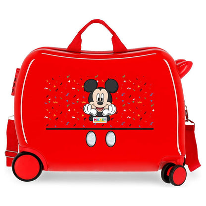 Maleta trolley ABS roja de Mickey Disney con cuatro ruedas dobles