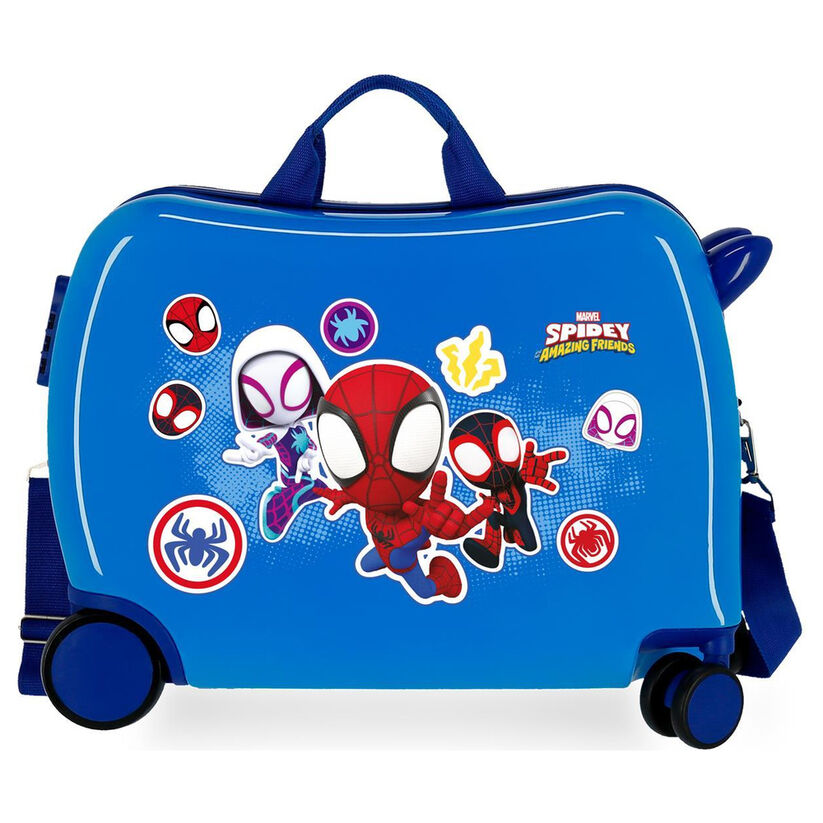 Maleta trolley azul Spidey Marvel de ABS con cuatro ruedas dobles