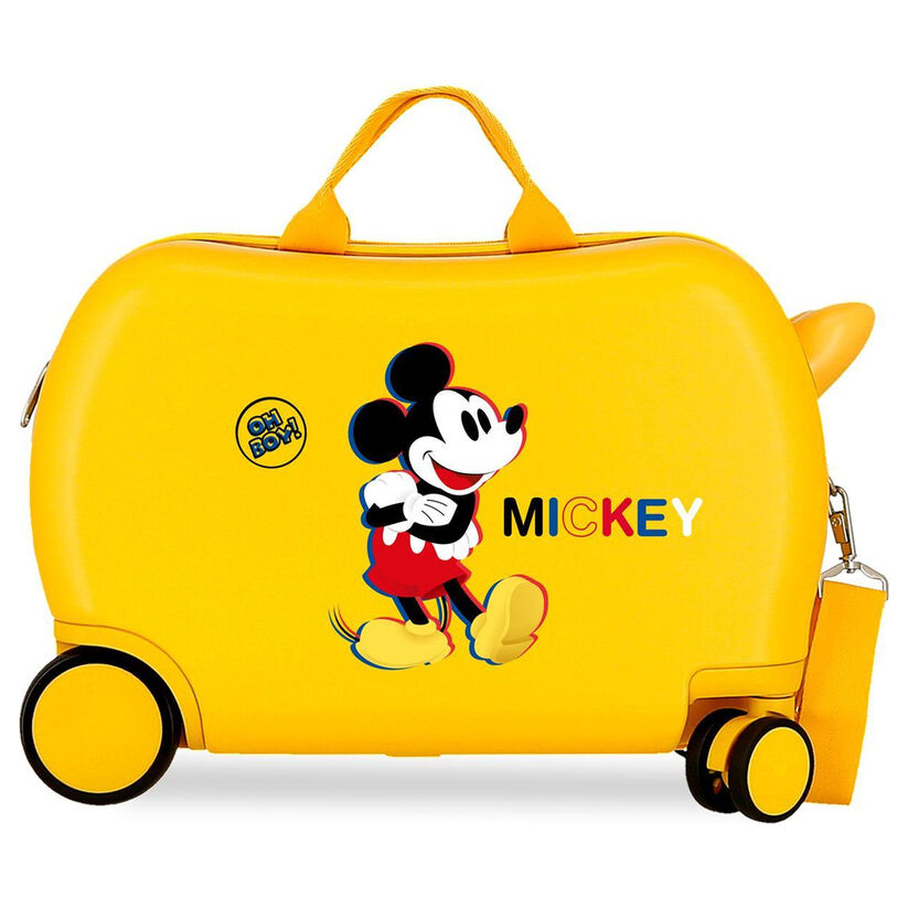 Maleta trolley amarilla ABS de Mickey Disney con cuatro ruedas