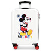 Maleta trolley ABS blanca de Mickey Disney con cuatro ruedas dobles