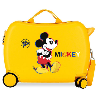 Maleta trolley amarilla de ABS con diseño 3D de Mickey Disney